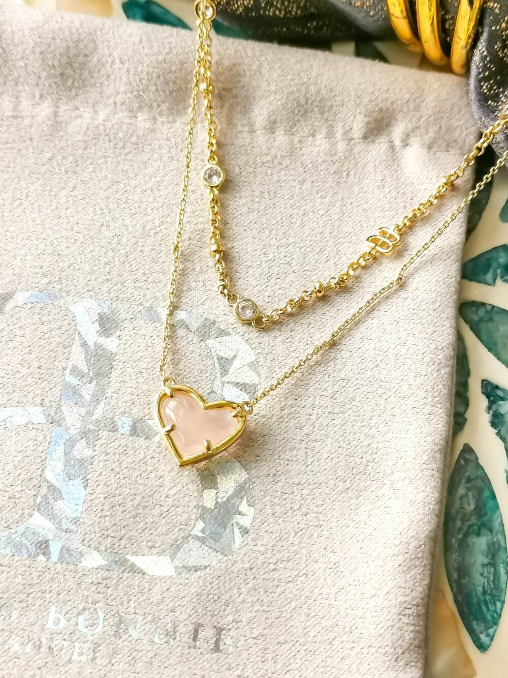 Alicia Bonnie Love Gold Rose Quartz Necklace NEW